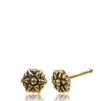 Load image into Gallery viewer, Gerader Nasenstecker (oder Tragus) golden Stern Blume Brass Wabe 8 mm lang - chic-net.de
