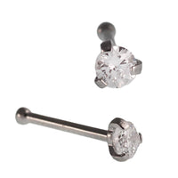 Cargar imagen en el visor de la galería, Gerader Nasenstecker silberfarben Edelstahl mini runder weißer Zirkonia Stein 8mm lang - chic-net.de
