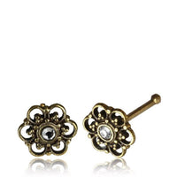 Cargar imagen en el visor de la galería, Nostril Stecker Nasenringe Piercing antik golden Messing Stein 0.8 mm - chic-net.de

