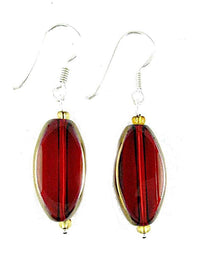 Load image into Gallery viewer, Glasohrringe, rot, oval, flach, 925er Sterlingsilber-Bügel, ca. 20 mm Ø, glänzend - chic-net.de
