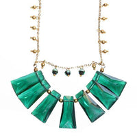 Cargar imagen en el visor de la galería, Glasperlen Kette türkis Perlen Brass Glaskristall Trapez 65 cm zweilagig gold nickelfrei Karabiner - chic-net.de
