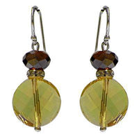 Load image into Gallery viewer, Glasperlen-Ohrringe, Brauntöne, aus Glas, facettiert, mit Glitzerring, 925er Sterlingsilber-Bügel, ca.17mmØ - chic-net.de
