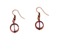 Load image into Gallery viewer, Glasperlen Ohrringe Kreis rosa kupfer Ohrhänger Messing Damen Schmuck nickelfrei - chic-net.de
