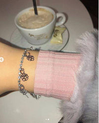 Load image into Gallery viewer, Glitzer Brass Armband Rosen Zirkonia weiß facettiert silbern 17-23 cm verstellbar - chic-net.de
