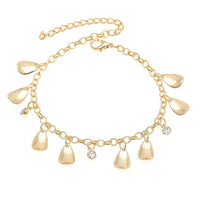 Load image into Gallery viewer, Glitzer Brass Fußkettchen golden Tropfen runde Zirkonia Steine weiß facettiert Fußkette - chic-net.de
