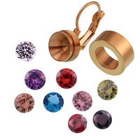 Cargar imagen en el visor de la galería, Glitzer Glas Kristall Ohrringe gold weiß Edelstahl rund 12 mm Ohrhänger Wechsel Schmuck Glaskristall - chic-net.de
