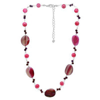 Load image into Gallery viewer, Glitzer Kette pink violett Achat Perlen Steine oval Kristall nickelfrei 42-48 cm Karabiner - chic-net.de
