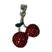 Load image into Gallery viewer, Glitzer Kirsche Damen Anhänger Kristalle rot grün ca. 20mm Ø Fassung 925er Sterlingsilber - chic-net.de
