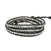 Load image into Gallery viewer, Glitzer Lederarmbänder dreilagig Glaskristall Perlen facettiert bunt Armband Leder verstellbar - chic-net.de
