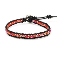 Load image into Gallery viewer, Glitzer Lederarmbänder Glaskristall Perlen facettiert bunt Armband Leder verstellbar unisex - chic-net.de
