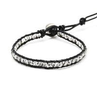 Load image into Gallery viewer, Glitzer Lederarmbänder Glaskristall Perlen facettiert bunt Armband Leder verstellbar unisex - chic-net.de
