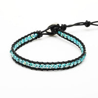 Load image into Gallery viewer, Glitzer Lederarmbänder Glaskristall Perlen facettiert bunt Armband Leder verstellbar unisex - chic-net.de
