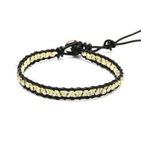 Load image into Gallery viewer, Glitzer Lederarmbänder Glaskristall Perlen facettiert bunt Armband Leder verstellbar unisex - chic-net.de
