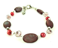 Load image into Gallery viewer, Glitzer Perlmutt Armband dunkel violett rot oval Perlen Scheiben Karabiner nickelfrei 18cm-20cm - chic-net.de
