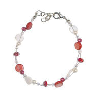 Load image into Gallery viewer, Glitzer Perlmutt Armband rot weiß pink Perlen Scheiben rund Karabiner nickelfrei 18cm-20cm - chic-net.de
