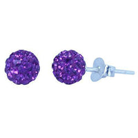 Load image into Gallery viewer, Glitzerkugel Amethyst lila 6 mm Kristall Ohrstecker Ohrringe 925er Silber Damen Glitzer Schmuck - chic-net.de
