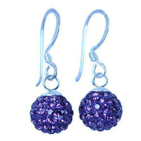Load image into Gallery viewer, Glitzerkugel Amethyst lila 8 mm Kristall Silberohrringe Ohrringe 925er Silber Damen Glitzer Schmuck - chic-net.de
