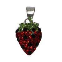 Load image into Gallery viewer, Glitzerkugel Anhänger rot schwarz Kristalle 16mm Ø erdbeerförmig 925er Sterlingsilber Damen - chic-net.de
