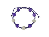 Load image into Gallery viewer, Glitzerkugel Armband Kristall weiß Amethyst lila Kugeln Perlen Damen Schmuck - chic-net.de
