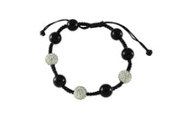 Load image into Gallery viewer, Glitzerkugel Armband Kristall weiß Onyx schwarz Kugeln Perlen Damen Schmuck - chic-net.de
