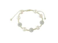 Load image into Gallery viewer, Glitzerkugel Armband Kristall weiß Zuchtperle Kugeln Perlen Damen Schmuck - chic-net.de
