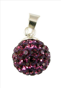 Load image into Gallery viewer, Glitzerkugel Burgundy dunkel lila 10 mm Kristall Silberanhänger Anhänger 925er Silber Damen Glitzer - chic-net.de
