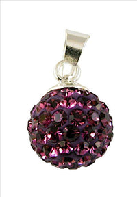 Load image into Gallery viewer, Glitzerkugel Burgundy dunkel lila 10 mm Kristall Silberanhänger Anhänger 925er Silber Damen Glitzer - chic-net.de

