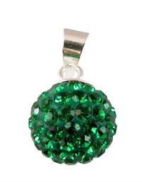 Load image into Gallery viewer, Glitzerkugel Emerald dunkel grün 14 mm Kristall Silberanhänger Anhänger 925er Silber Damen Schmuck - chic-net.de
