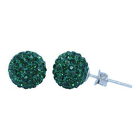 Load image into Gallery viewer, Glitzerkugel Emerald grün 10 mm Kristall Ohrstecker Ohrringe 925er Silber Damen Glitzer Schmuck - chic-net.de
