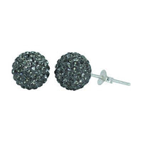 Load image into Gallery viewer, Glitzerkugel grau Black Diamond 10 mm Kristall Ohrstecker Ohrringe 925er Silber Damen Schmuck - chic-net.de
