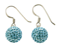 Load image into Gallery viewer, Glitzerkugel hellblau 10 mm Kristall Ohrringe 925er Sterling Silber Damen Glitzer Schmuck Kugel - chic-net.de
