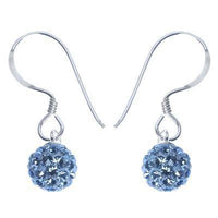 Cargar imagen en el visor de la galería, Glitzerkugel hellblau light safir 6 mm Kristall Ohrringe 925er Silber Damen Glitzer Schmuck Kugel - chic-net.de
