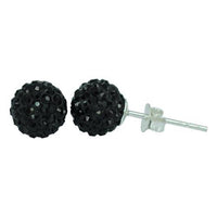 Load image into Gallery viewer, Glitzerkugel jet schwarz 8 mm Kristall Ohrstecker Ohrringe 925er Silber Damen Glitzer Schmuck - chic-net.de
