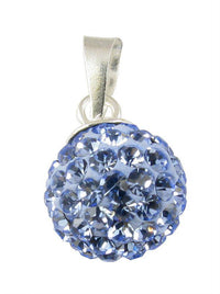 Cargar imagen en el visor de la galería, Glitzerkugel light safir hell blau 10 mm Kristall Anhänger 925er Silber Damen Glitzer Schmuck - chic-net.de
