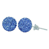 Load image into Gallery viewer, Glitzerkugel light safir hell blau 10 mm Kristall Ohrstecker Ohrringe 925er Silber Glitzer Schmuck - chic-net.de
