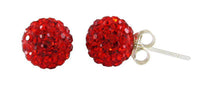 Load image into Gallery viewer, Glitzerkugel light siam rot 6 mm Kristall Ohrstecker Ohrringe 925er Silber Damen Glitzer Schmuck - chic-net.de
