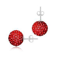 Load image into Gallery viewer, Glitzerkugel light siam rot 8 mm Kristall Ohrstecker Ohrringe 925er Silber Damen Glitzer Schmuck - chic-net.de
