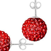 Load image into Gallery viewer, Glitzerkugel light siam rot 8 mm Kristall Ohrstecker Ohrringe 925er Silber Damen Glitzer Schmuck - chic-net.de
