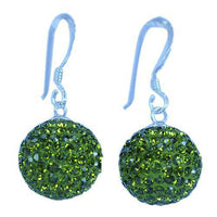 Load image into Gallery viewer, Glitzerkugel oliv grün 12 mm Kristall Ohrringe 925er Sterling Silber Damen Glitzer Schmuck Kugel - chic-net.de
