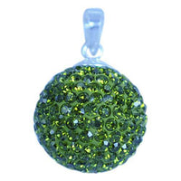 Load image into Gallery viewer, Glitzerkugel oliv grün 14 mm Kristall Silberanhänger Anhänger 925er Silber Damen Glitzer Schmuck - chic-net.de
