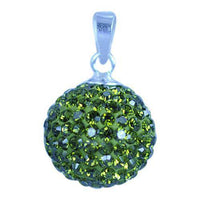 Load image into Gallery viewer, Glitzerkugel oliv grün 8 mm Kristall Silberanhänger Anhänger 925er Silber Damen Glitzer Schmuck - chic-net.de

