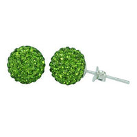 Load image into Gallery viewer, Glitzerkugel Peridot hell grün 10 mm Kristall Ohrstecker Ohrringe 925er Silber Damen Schmuck - chic-net.de
