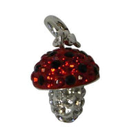 Load image into Gallery viewer, Glitzerkugel pilzförmig Damen Anhänger rot weiß Kristalle ca.12mm Ø 925er Sterlingsilber Fassung - chic-net.de
