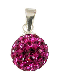 Load image into Gallery viewer, Glitzerkugel pink magenta 10 mm Kristall Silberanhänger Anhänger 925er Silber Damen Glitzer Schmuck - chic-net.de
