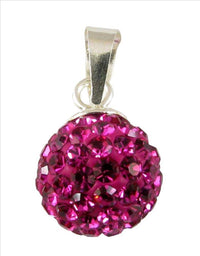 Load image into Gallery viewer, Glitzerkugel pink magenta 10 mm Kristall Silberanhänger Anhänger 925er Silber Damen Glitzer Schmuck - chic-net.de

