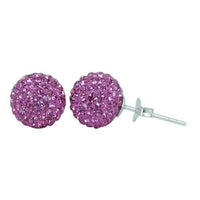 Load image into Gallery viewer, Glitzerkugel rosa 10 mm Kristall Silberohrstecker Ohrstecker Ohrringe 925er Silber Damen Glitzer - chic-net.de
