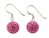 Load image into Gallery viewer, Glitzerkugel rosa 6 mm Kristall Silberohrringe Ohrringe 925er Sterling Silber Damen Glitzer Kugel - chic-net.de
