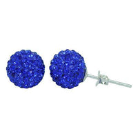 Load image into Gallery viewer, Glitzerkugel safir blau 10 mm Kristall Ohrstecker Ohrringe 925er Silber Damen Glitzer Schmuck - chic-net.de
