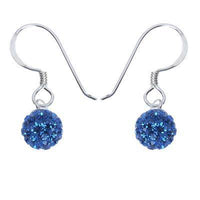 Load image into Gallery viewer, Glitzerkugel safir blau 6 mm Kristall Silberohrringe Ohrringe 925er Silber Damen Glitzer Kugel - chic-net.de
