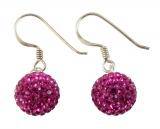 Load image into Gallery viewer, Glitzerkugel violett 12 mm Kristall Ohrringe 925er Sterling Silber Damen Glitzer Schmuck Kugel - chic-net.de
